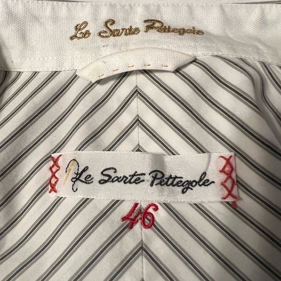 Le Sarte Pettegole stripped button down shirt statement sleeves Made in Italy - Picture 10 of 12